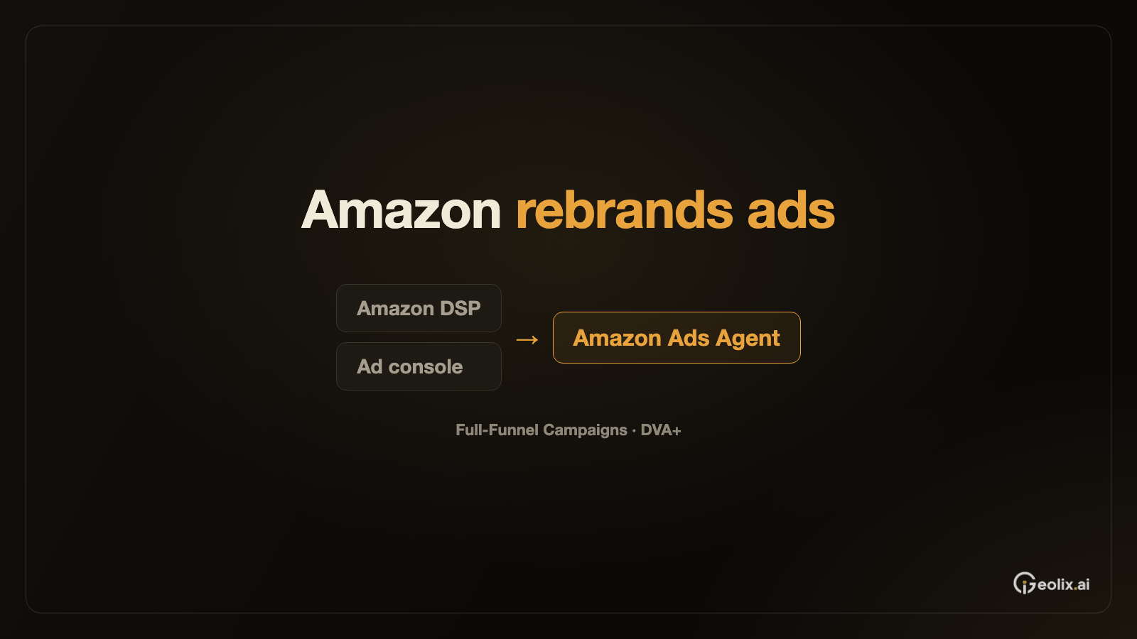 Amazon 广告平台更名为 Amazon Ads Agent