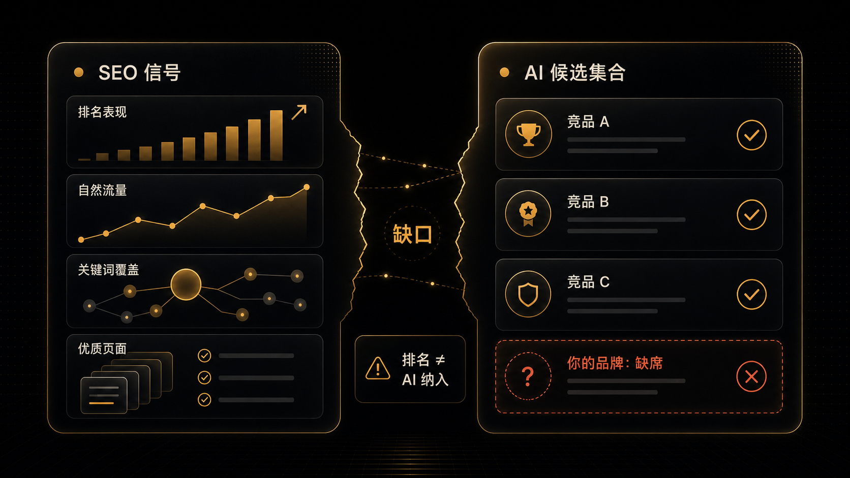 SEO 信号与 AI 候选集合之间的缺口：排名不等于被 AI 纳入